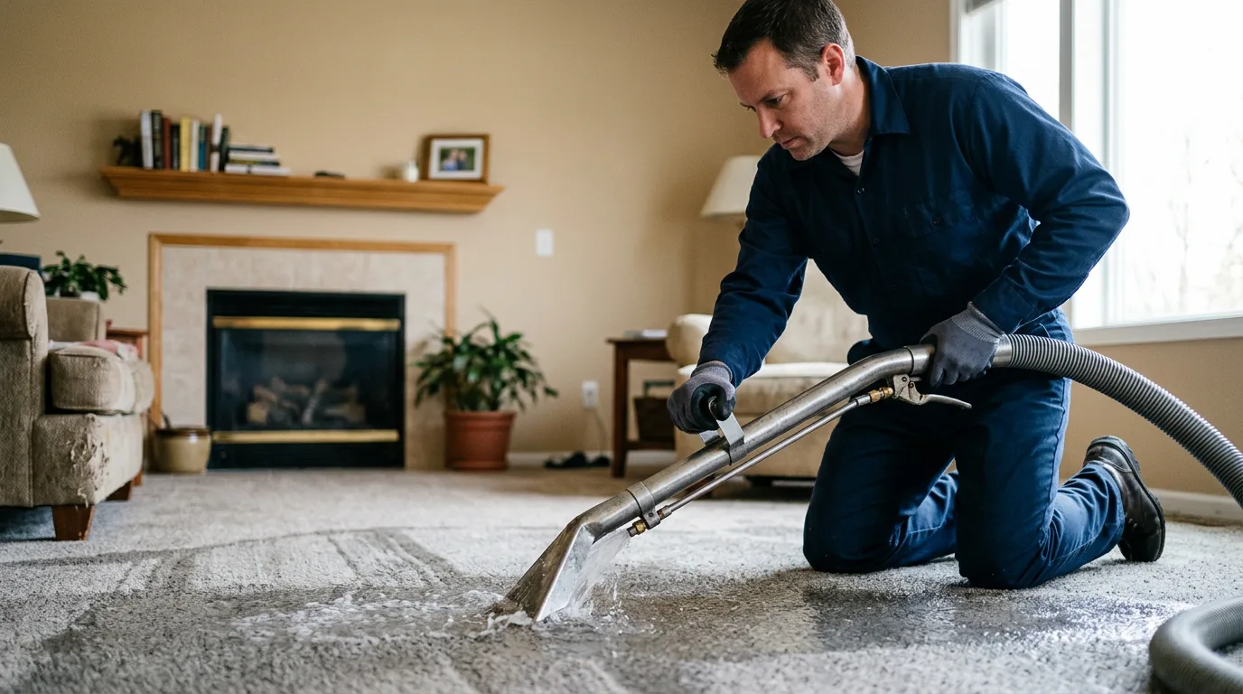 Water damage restoration technician working near South Charleston, OH